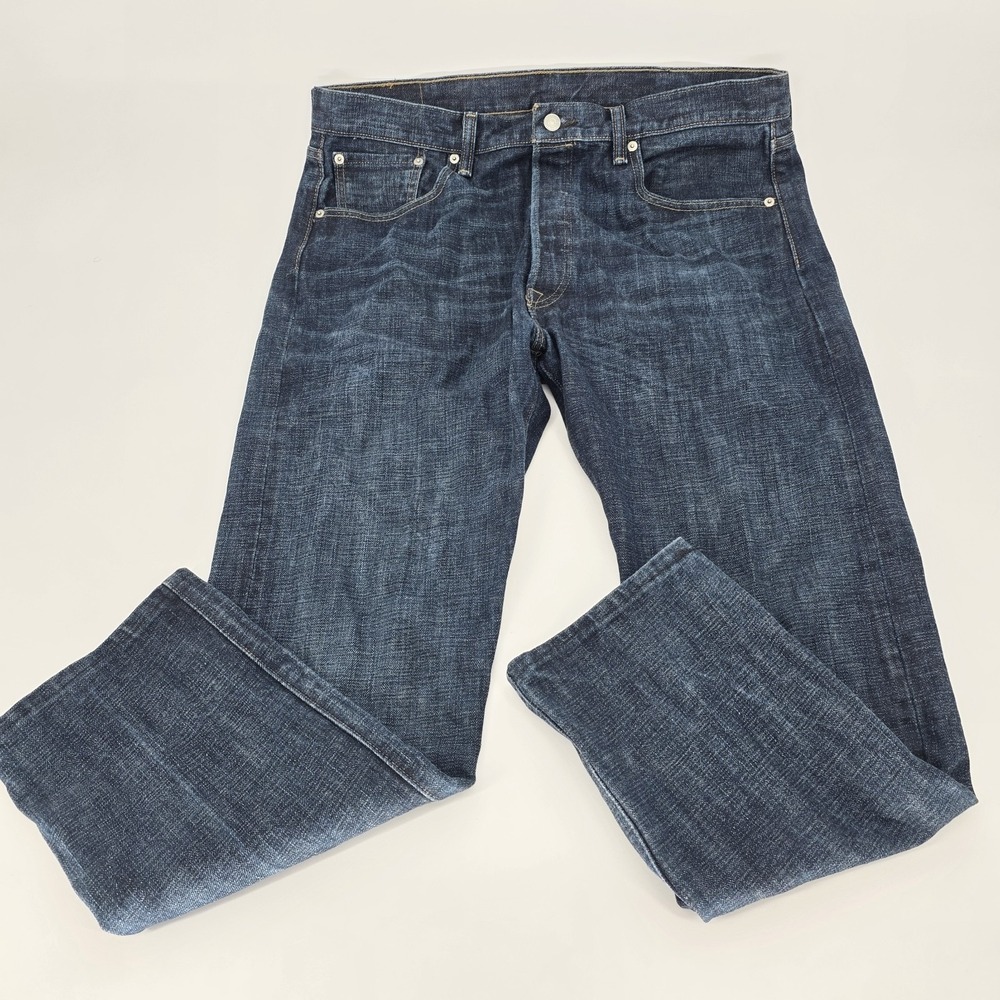 Levis 501 Jeans Men 38x32 Dark Wash Button Fly Straight Denim Cotton Classic